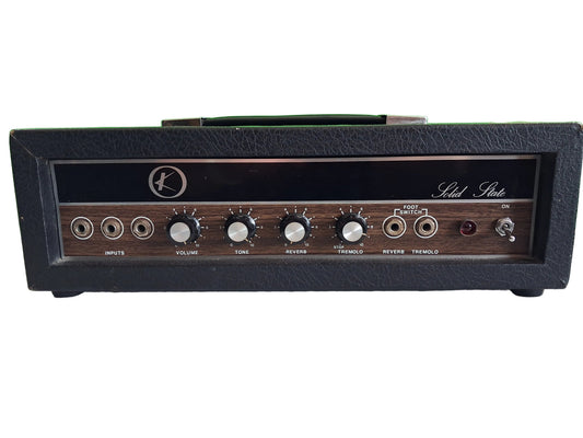 Unknown "K" Brand Solid-State Guitar Head, Japan, circa 1970, Private-Label OEM, 98% Original. Tremolo not working
