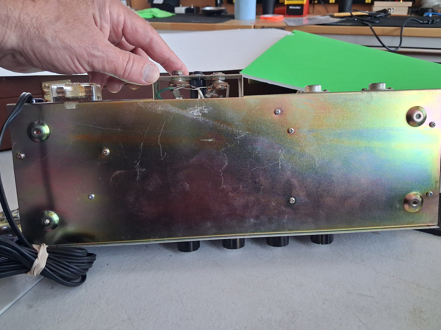 Unknown "K" Brand Solid-State Guitar Head, Japan, circa 1970, Private-Label OEM, 98% Original. Tremolo not working