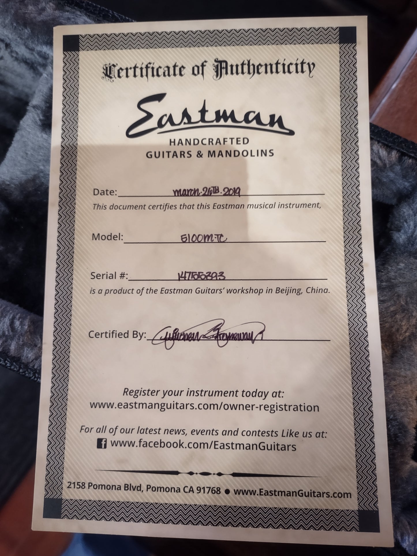 Eastman Acoustic 2019  EI00M-TC