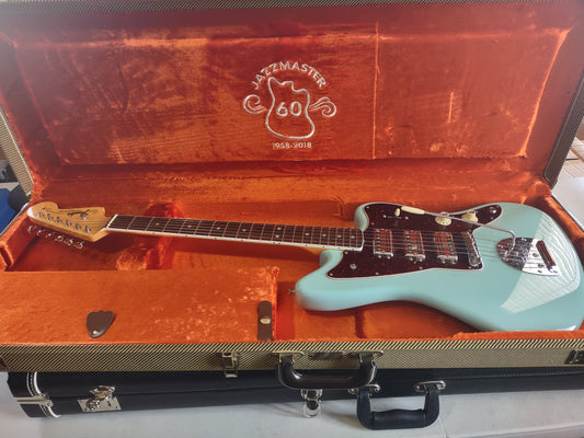 Fender 60th Anniversary Triple Jazzmaster (2018) – Daphne Blue w/ Matching Headstock – USA Made – OHSC