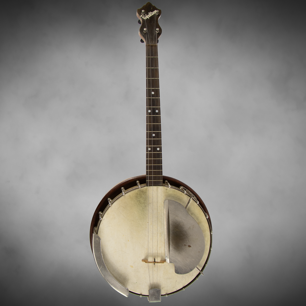 Vintage 1920s Perfacktone Tenor Banjo — Distinctive Ship-Decorated Resonator
