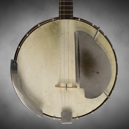 Vintage 1920s Perfacktone Tenor Banjo — Distinctive Ship-Decorated Resonator