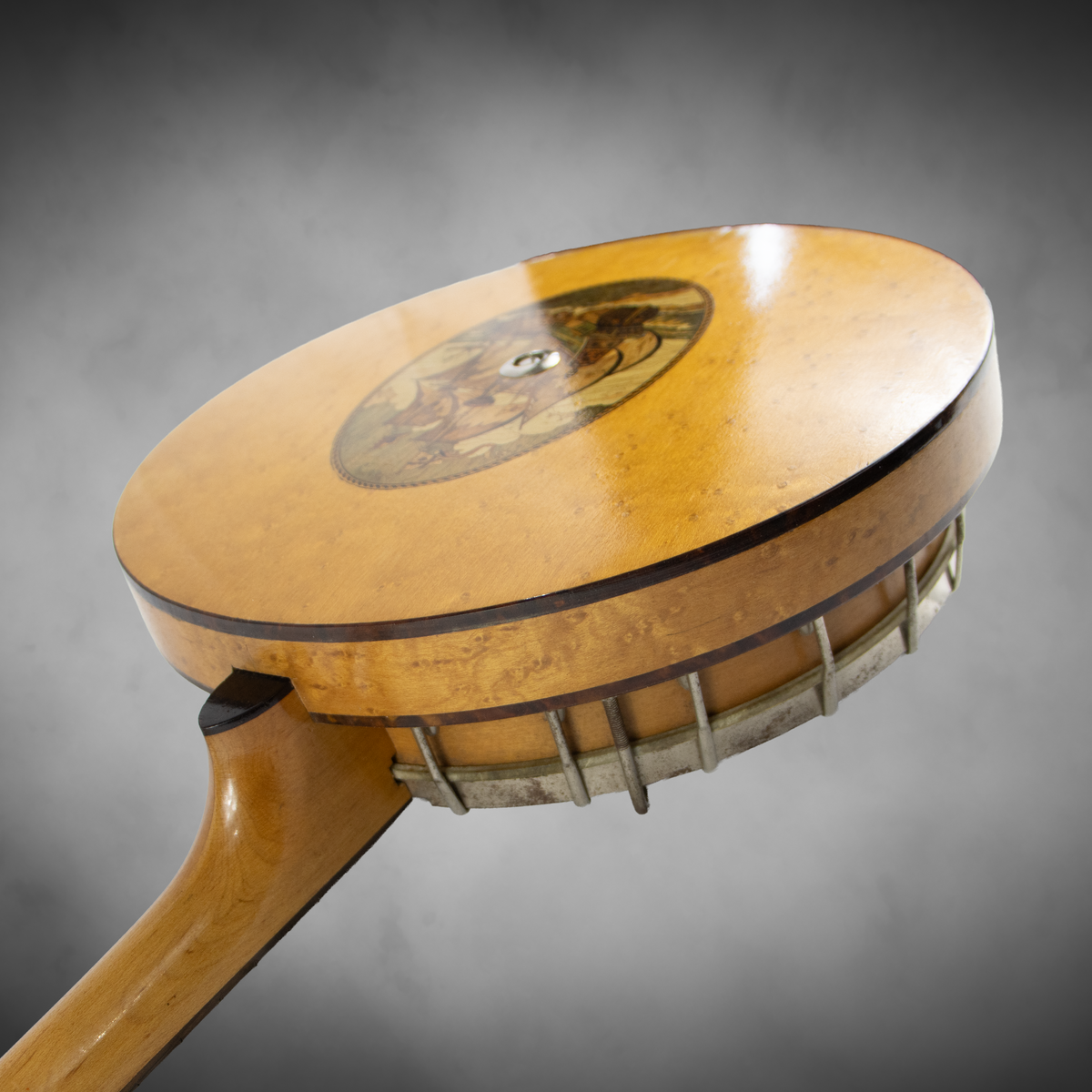 Vintage 1920s Perfacktone Tenor Banjo — Distinctive Ship-Decorated Resonator